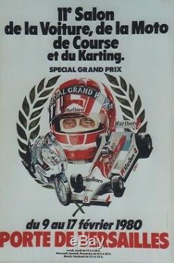 11th Salon Car, Motorcycle Racing, Karting 1980 Original Poster On Canvas 44x65cm