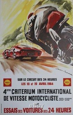 4th Criterium Speed Motorcycle Original 1964affiche Entoilée Bevigona