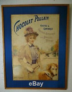 Advertising Displays Original Chocolat Poulain Signed Abbema Late Nineteenth Post