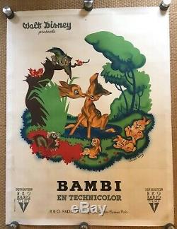 Bambi Original French Movie Poster Large Displays 1p Disney 120x160 Very Rare