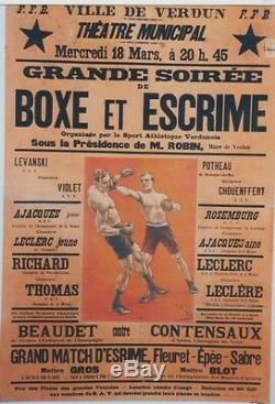 Boxing And Verdun Fencing 1925 Original Poster Linen Backed Litho Faria 88x126cm