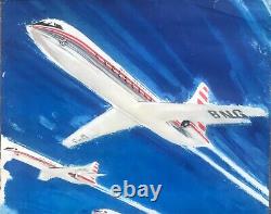 Brenet Aviation Litho Poster Air Algérie Caravelle 1960 Original French Poster