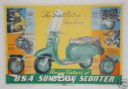 Bsa Sunbeam Scooter Displays Original Poster Triumph Vespa Lambretta Tigress