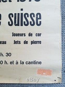 Displays Old / Original Poster Chateau D'oex Festival 1970 Alpine Swiss Wrestling