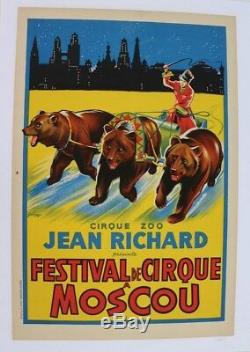 Displays Original Circus Poster Cirque Jean Richard Bear Bear Moscow