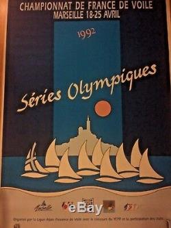 Displays Rare Original Vintage Post Sails Marseille Years 1992 118x168
