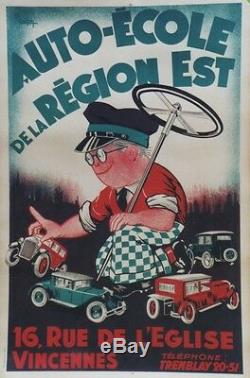 Driving School East Region Of The Litho CL Original Poster Linen Backed. Cahon 85x125cm