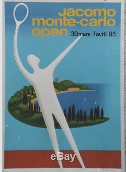 Jacomo Monte Carlo Open 1985 Original Poster On Canvas 58x84cm Fix-masseau