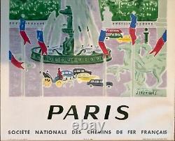 Jules Cavailles Original Poster 1957 Sncf City Paris Idf French Poster