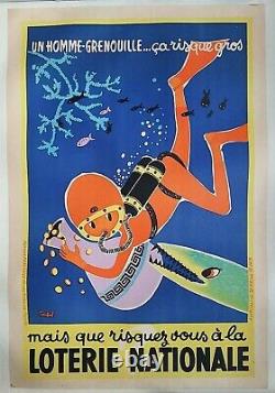 L'homme-grenouille, Brogman Lottery Poster Old/original Poster Litho
