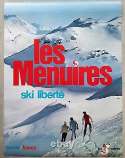 Les Menuires Les 3 Vallées Savoie Poster Old Ski/original Poster Ca 1975