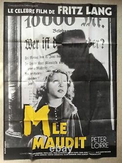M Le Maudit Movie Poster R70s Fritz Lang Original Grande French Movie Poster