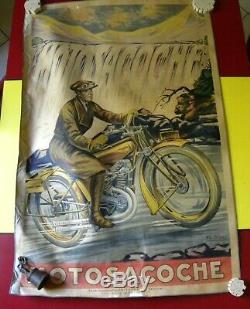Motosacoche Poster Poster Original Old Pub 1920 Moto Garage Fritayre