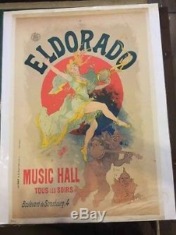 Music Hall Jules Cheret Post Poster Eldorado Sign Original Lithograph