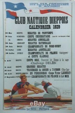 Nautical Club Dieppois 1929 Original Poster Linen Backed Jose Bridge 84x124cm