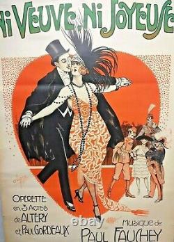 No Widow Or Cheerful Operetta Poster Clérice 1919 Original Vintage Poster