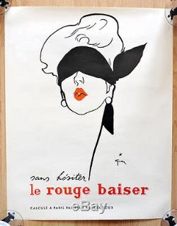 Original Advertising Displays Red Kiss Rene Gruau 1949 Very Rare