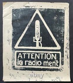 Original May 68 poster WARNING THE RADIO LIES