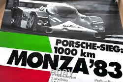 Original Porsche Poster Poster 1000 Km Monza 7 X Porsche 956 Victory 1983