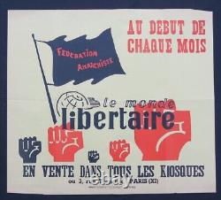Original Poster May 1968 THE LIBERTARIAN WORLD Anarchist poster 680