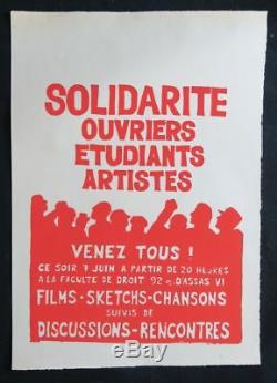 Original Poster May 68 Solidarity Workers Artists French Post May 1968 059