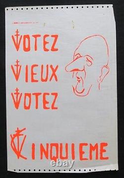 Original Poster May 68 Votez Vieux Votez 5ème De Gaulle Poster May 1968 288
