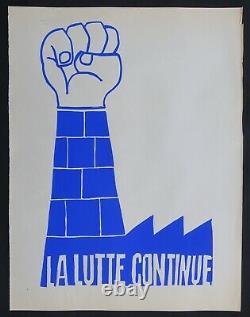 Original Screen Print May 68 La Lutte Continue Poster May 1968 653