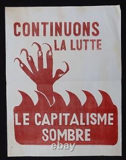 Original poster May 68 LET'S CONTINUE THE FIGHT CAPITALISM DARKENS poster 396