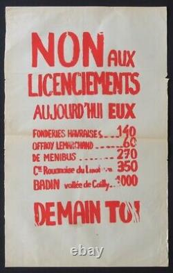 Original poster May 68 NO TO LAYOFFS ROUEN LE HAVRE poster 1968 590.