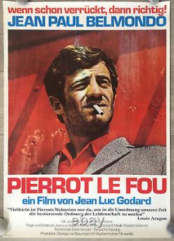 Pierrot the Madman 1965 Jean-Luc Godard Belmondo Karina Original Poster