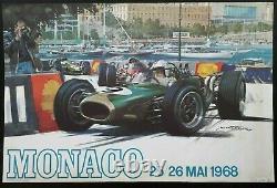 Rare Original Poster Monaco Grand Prix 1968 Michael Turner F1 J. Ramel Nice