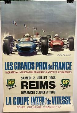 Rare Original Poster Race Auto Grand Prix Of France Reims 1966 Race Poster