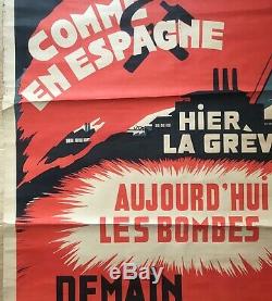 Rare Poster Litho 1936 Phil Anti War Peace Original French Communist Post