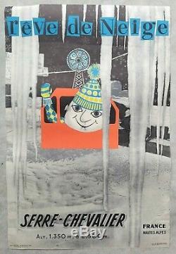 Serre-chevalier Alps Set Of 7 Old Posters / Original Posters Ski Travel
