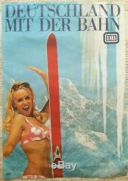 Set Of 10 Vintage Posters / Original Posters Tourism Skiing / Winter Sports / Winter