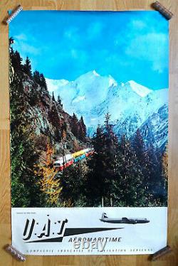 Uat- Aeromaritime- Tramway Du Mont-blanc Original Poster Poster C. 1950