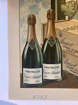 Vintage Poster Original French Art Nouveau Champagne Poster, Veuve Amiot 1890