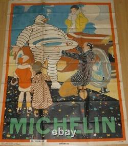 Wide Original French Poster-poster Very Rare Michelin By René Vincent 1910s