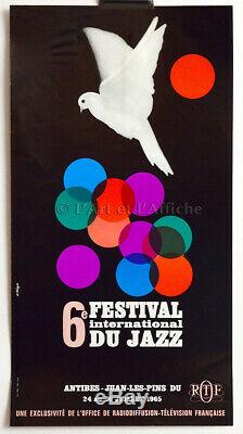 6e FESTIVAL INTERNATIONAL DU JAZZ Antibes 1965, Affiche originale 60's poster