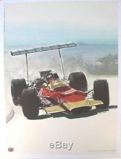 AFFICHE ANCIENNE ORIGINALE GRAHAM HILL LOTUS 49 1969 STP Oil Formula One F1 THOS