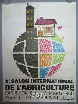 AFFICHE ORIGINAL POSTER Salon International de Agriculture machine agricole 1966