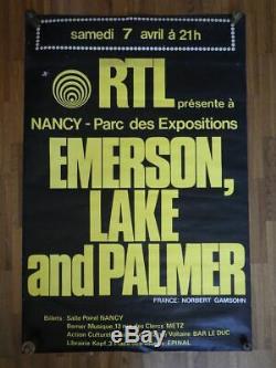 AFFICHE POSTER Original Concert EMERSON LAKE AND PALMER Nancy France 1973 Rare