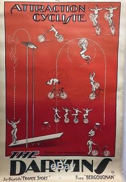 Affiche Ancienne Cirque Darwins Cycle Bergougnan Rare Original Poster