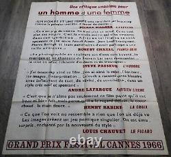 Affiche ORIGINALE Poster 120x160cm 4763 1966 Claude Lelouch Trintignant Aimee