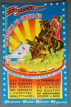 Affiche ancienne cirque originale les frères Francki 1960, vintage CIRCUS POSTER