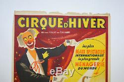 Affiche ancienne originale cirque cirque d hiver, ANTIQUE CIRCUS POSTER