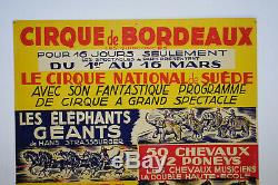 Affiche ancienne originale cirque de BORDEAUX, ANTIQUE CIRCUS POSTER