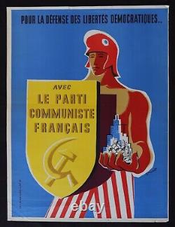 Affiche originale 1958 PCF Parti Communiste Français liberté 60x80cm poster 1046