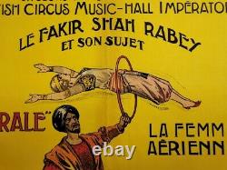 Affiche originale Illusionniste / Magie 1920 Fakir vintage poster cirque circus