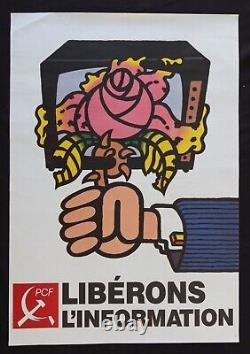 Affiche originale LIBERONS L'INFORMATION PCF vs rose PS 70x100cm poster 1089